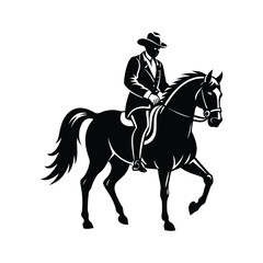 Fototapeta premium Horse Rider Silhouette Vector Art illustration
