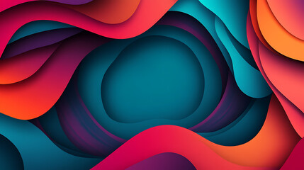 Colorful abstract design with flowing shapes and gradients, evokingsense of creativity and energy.