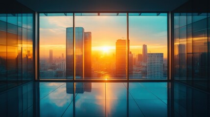 Fototapeta premium Sunset View from a Skyscraper