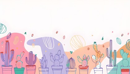 Fototapeta premium Colorful Mexican cactus background in pastel colors
