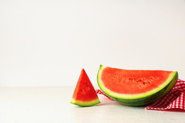 Pieces of sweet watermelon on white background