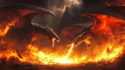 Fire Breathing Dragons Battle.