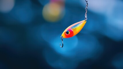 Colorful Fishing Lure Hanging on a Chain.