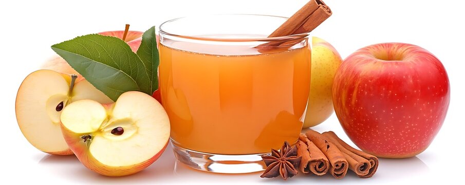 Fresh Apple Juice with Cinnamon Sticks and Star Anise - Realistic Image
