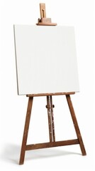 Wooden Easel with Blank Canvas