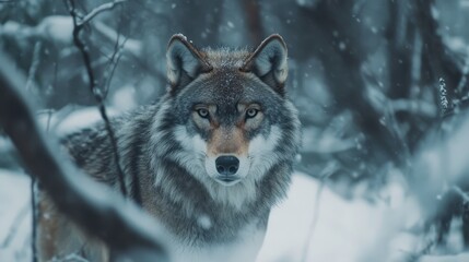 Fototapeta premium Wolf in Snow.