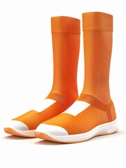 Orange High-Top Socks with White Soles