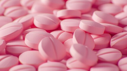 Stack of Pink Pills with White Circle in the Middle for Medical Treatment and Health Improvement