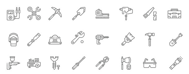 Mechanic Tool icon pack for your website design, logo, app, UI. Mechanic Tool icon outline design. Vector graphics illustration and editable stroke.