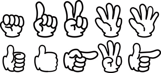 指さし・手のサインマークセットイラスト