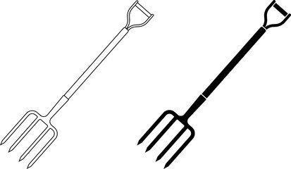 garden fork or digging fork icon set © Sutana