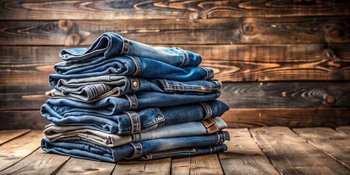 Stylish vintage denim jeans displayed on a rustic table for retro vibes