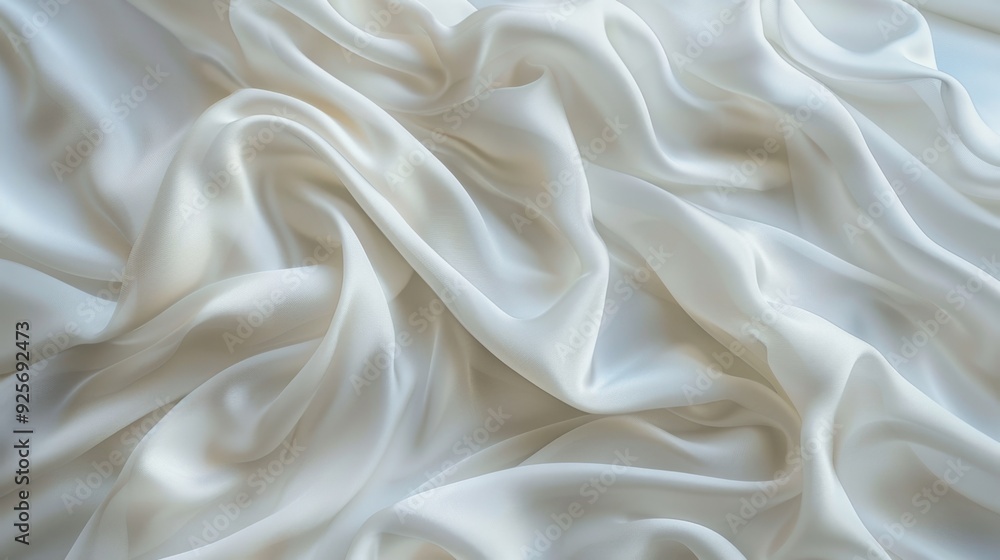 Poster abstract waves in a white cloth, creating a soft and fluid background with a sense of calm and purit