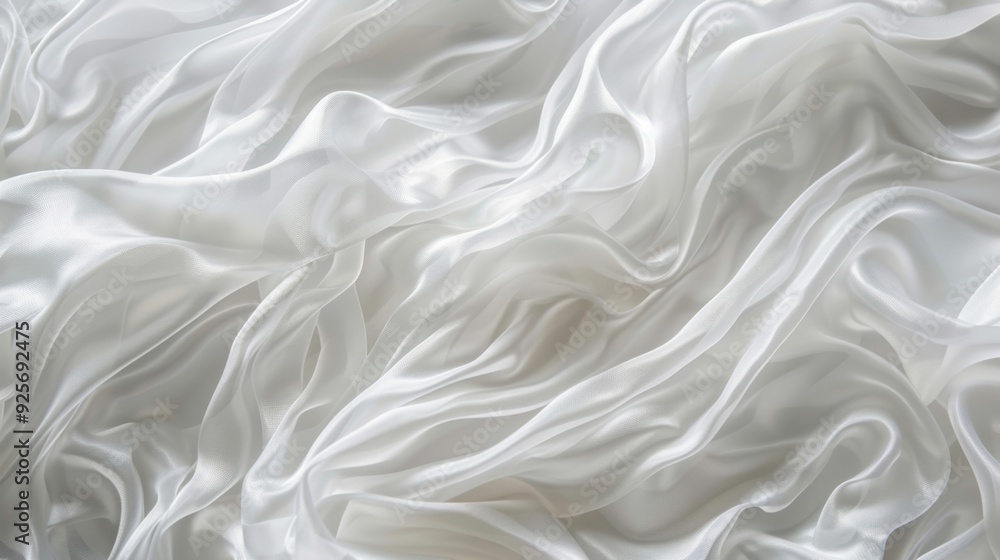 Poster abstract waves in a white cloth, creating a soft and fluid background with a sense of calm and purit