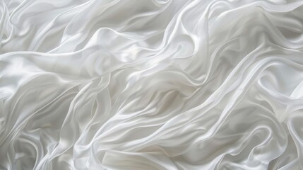 Obraz premium Abstract waves in a white cloth, creating a soft and fluid background with a sense of calm and purity.