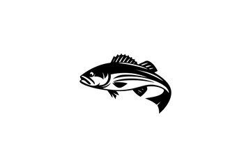 Bass fish silhouette vector illustration.