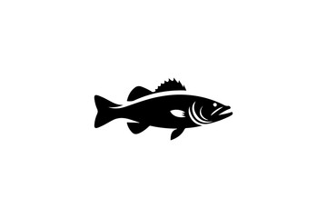 Bass fish silhouette vector illustration.
