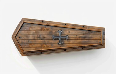 Wooden Coffin with Cross