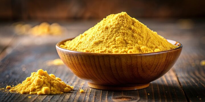Close up of besan (gram flour) powder in a small bowl