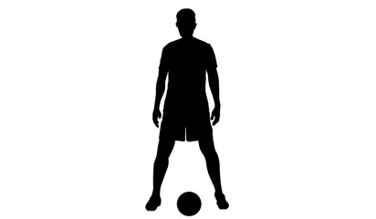 Soccer player, soccer player black white. Soccer player silhouette.