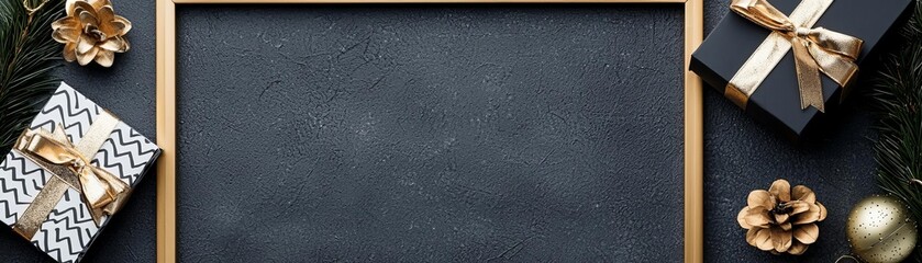 Obraz premium Black Friday deluxe frame with metallic sale tags and highend typography on dark grey background, single object