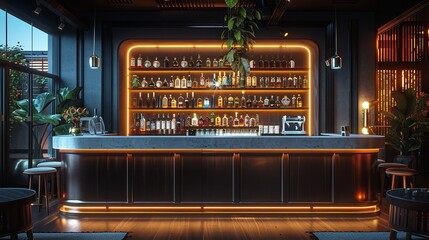 Obraz premium Warmth and Elegance, The Charm of a Refined Bar Counter
