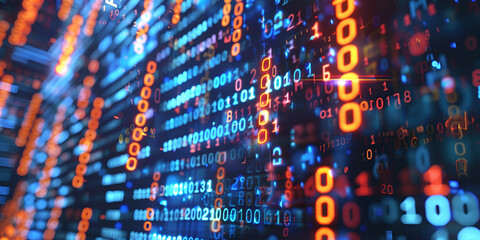 One, last digit of a binary number is odd, if it's 0, the number is even, blue binary backdrop, flowing energy f binary codes, 