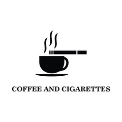 abstract flat icon logo coffee and smoking