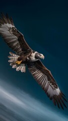 Obraz premium Osprey Flying with Blue Sky Background, Realistic Photo, Pattern Background, Wallpaper, Cover and Screen for Smartphone, Cell Phone, Computer, Laptop