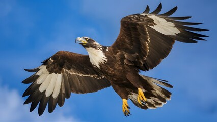 Obraz premium Osprey Flying with Blue Sky Background, Realistic Photo, Pattern Background, Wallpaper, Cover and Screen for Smartphone, Cell Phone, Computer, Laptop