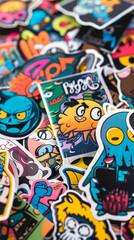 Obraz premium stickers colorful cartoon art designs fun variety characters graphics playful vibrant creative collection multiple animated comic illustrations