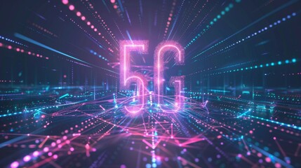 5G or 6G dot line mobile technology. Wireless data network and connection technology concept. high-speed, futuristic background. vector design.