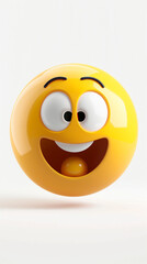 Fototapeta premium emoji smiley happy yellow emotion face cartoon funny expression icon laughter comedy cheerful character joy emoticon animated bright playful excitement