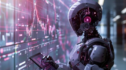 Fototapeta premium Create hyper realistic picture of a view of the robot from the back