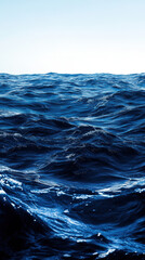 Vibrant deep blue ocean waves under an open sky, capturing the strength and beauty of nature's water. Perfect for backgrounds and nature themes.