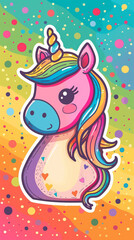 Fototapeta premium unicorn illustration cute colorful cartoon rainbow fantasy magical fun vibrant happy sparkle mythical animal pastel 