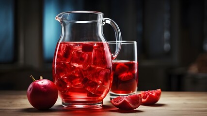 still life with pomegranate and glass of juice