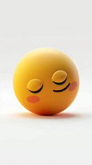 Fototapeta premium emoji face smile happy cute emoticon yellow blush expression cartoon fun cheerful closed eyes round 3d icon 