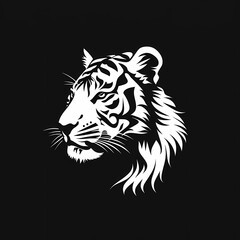 white logo outline of a cool Bengal tiger on a black background