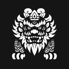 Fototapeta premium A white logo outline of a cool Giant Totsakan on a black background