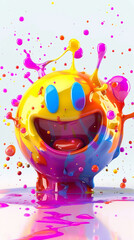 Fototapeta premium smiley face colorful splatter paint happy emoji fun bright art vibrant expression joy abstract medium digital energetic playful cheerful splash emotion