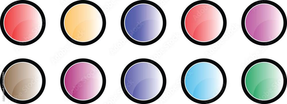 Leinwandbilder set of different color gradient circle button art vector illustration.