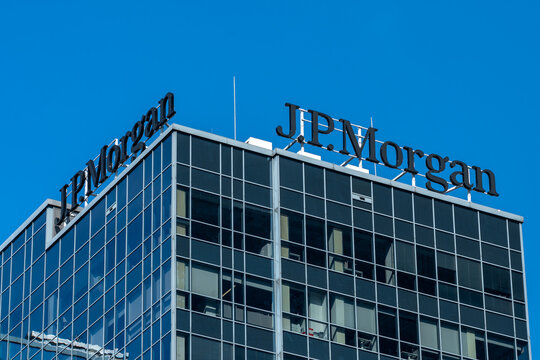 Warsaw, Poland - July 27, 2024: Close up of J.P.Morgan company sign on the office building in Warsaw, Poland.
JPMorganChase is an American multinational finance company.

