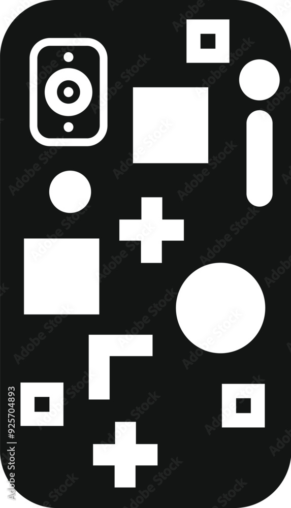 Aufkleber smartphone showing abstract geometric pattern with squares circles and crosses glyph icon