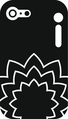 Black smartphone case featuring white floral mandala pattern for decoration