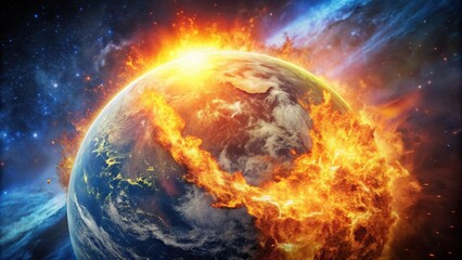 Fiery explosion on Earth's surface , explosion, fireball, catastrophe, disaster, danger, intense, flames, inferno