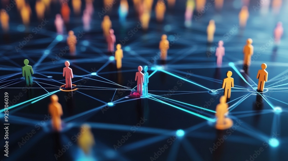 Poster business-network-concept-background-social-networks-interaction-concept-mixed-media-digital-abstract