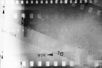 Film strip negatives grey background