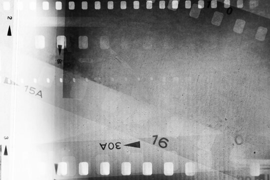 Film strip negatives grey background