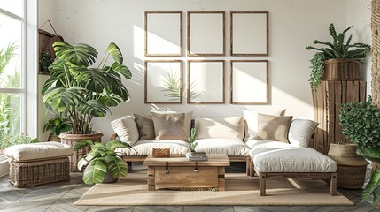 A modern living room with plush sofas and a stunning view creates a comfortable and inviting space